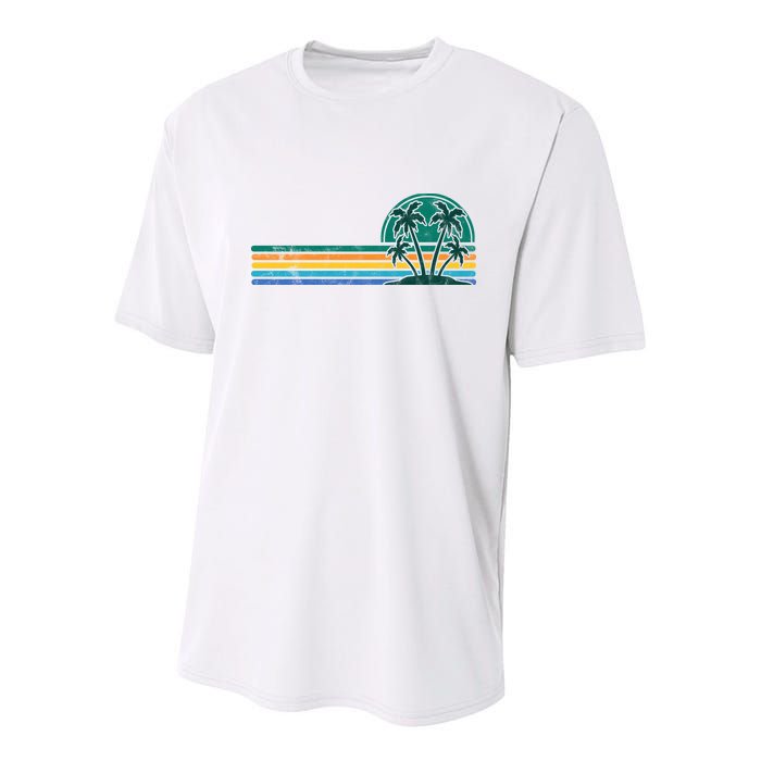 Palm Trees Retro Beach Summer Youth Performance Sprint T-Shirt