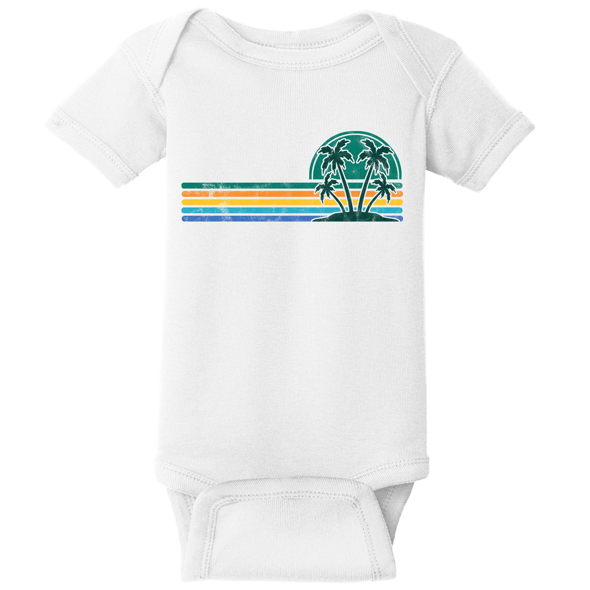 Palm Trees Retro Beach Summer Baby Bodysuit