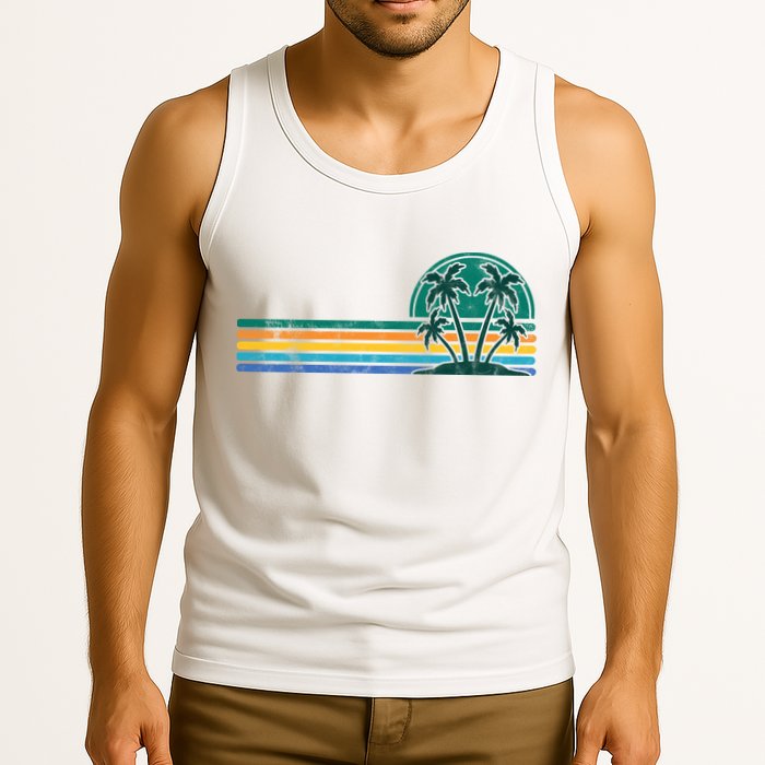 Palm Trees Retro Beach Summer Tank Top