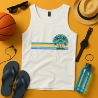 Palm Trees Retro Beach Summer Tank Top