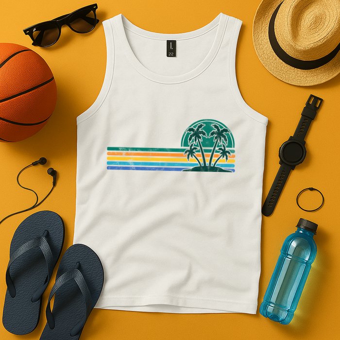 Palm Trees Retro Beach Summer Tank Top