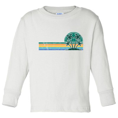 Palm Trees Retro Beach Summer Toddler Long Sleeve Shirt