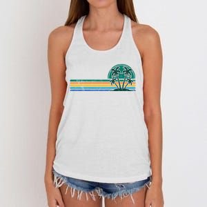 Palm Trees Retro Beach Summer Women's Knotted Racerback Tank