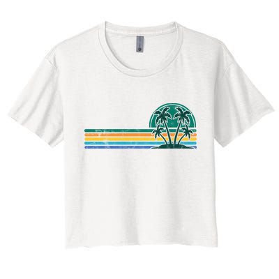 Palm Trees Retro Beach Summer Crop Top