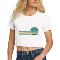 Palm Trees Retro Beach Summer Crop Top