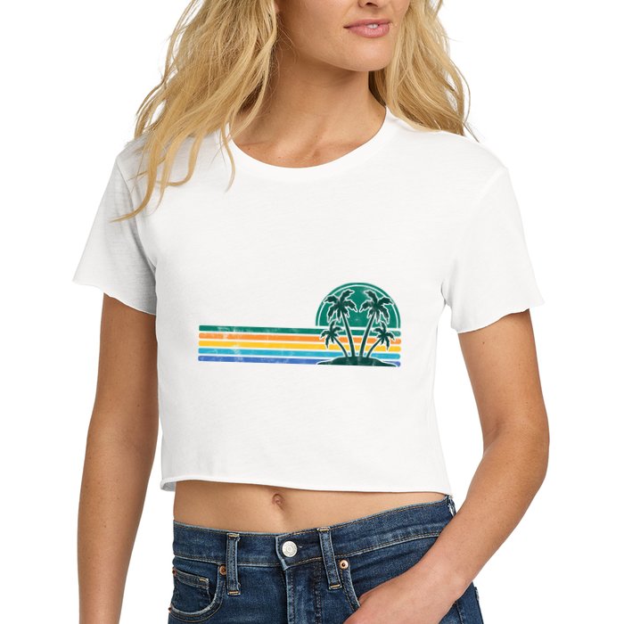 Palm Trees Retro Beach Summer Crop Top