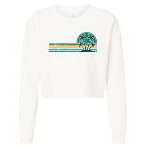 Palm Trees Retro Beach Summer Cropped Pullover Crew