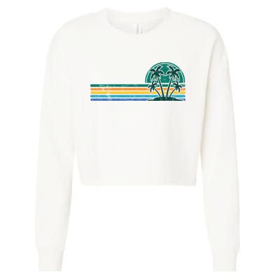 Palm Trees Retro Beach Summer Cropped Pullover Crew