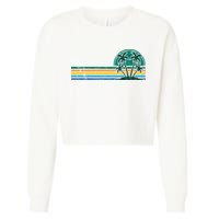Palm Trees Retro Beach Summer Cropped Pullover Crew