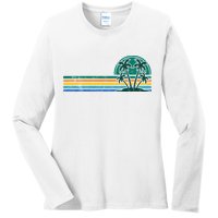 Palm Trees Retro Beach Summer Ladies Long Sleeve Shirt
