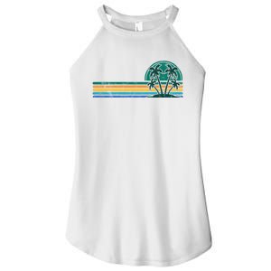 Palm Trees Retro Beach Summer Women's Perfect Tri Rocker Tank