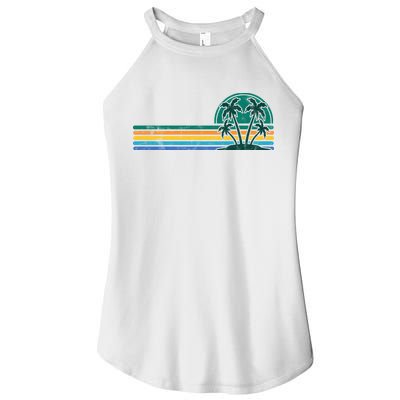 Palm Trees Retro Beach Summer Women's Perfect Tri Rocker Tank
