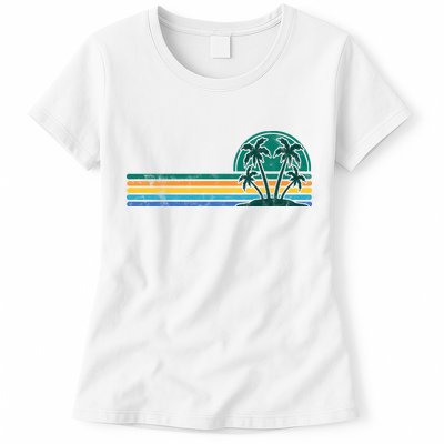 Palm Trees Retro Beach Summer Womens T-Shirt