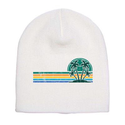Palm Trees Retro Beach Summer Short Acrylic Beanie