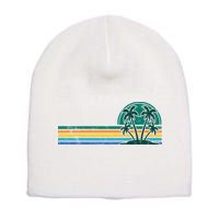 Palm Trees Retro Beach Summer Short Acrylic Beanie