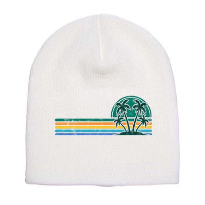 Palm Trees Retro Beach Summer Short Acrylic Beanie