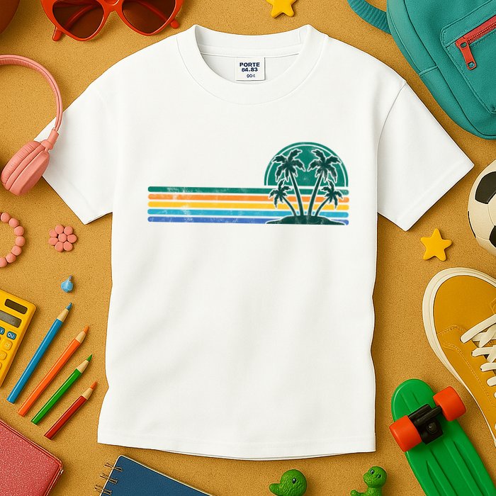 Palm Trees Retro Beach Summer Kids T-Shirt