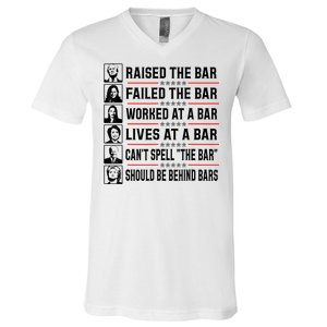 Pro Trump Raised The Bar Funny Political Anti Biden Meme V-Neck T-Shirt