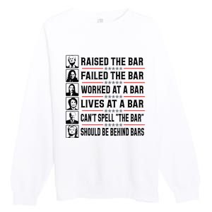 Pro Trump Raised The Bar Funny Political Anti Biden Meme Premium Crewneck Sweatshirt