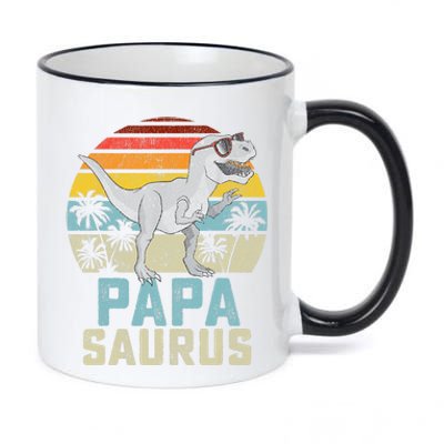 Papasaurus T Rex Dinosaur Papa Saurus Family Matching 11oz Black Color Changing Mug