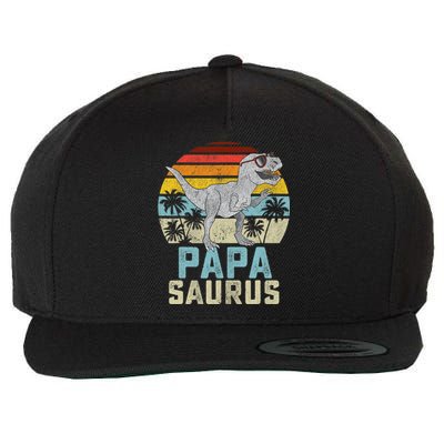 Papasaurus T Rex Dinosaur Papa Saurus Family Matching Wool Snapback Cap