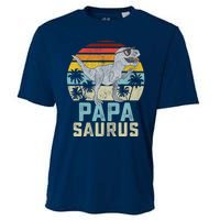 Papasaurus T Rex Dinosaur Papa Saurus Family Matching Cooling Performance Crew T-Shirt