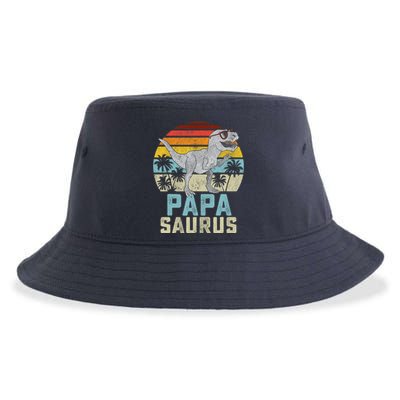 Papasaurus T Rex Dinosaur Papa Saurus Family Matching Sustainable Bucket Hat