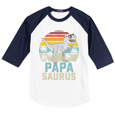 Papasaurus T Rex Dinosaur Papa Saurus Family Matching Baseball Sleeve Shirt