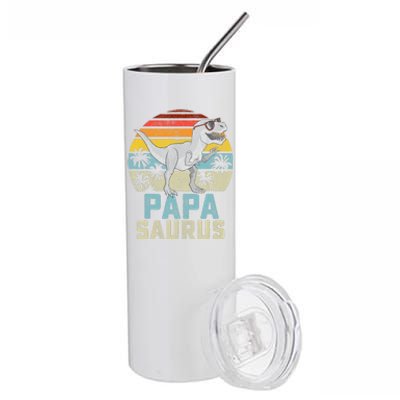 Papasaurus T Rex Dinosaur Papa Saurus Family Matching Stainless Steel Tumbler