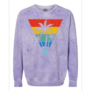 Palm Trees Retro Triangle Sunset Colorblast Crewneck Sweatshirt