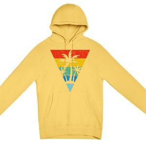 Palm Trees Retro Triangle Sunset Premium Pullover Hoodie