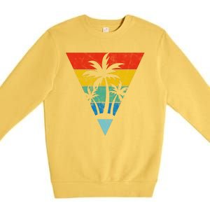 Palm Trees Retro Triangle Sunset Premium Crewneck Sweatshirt