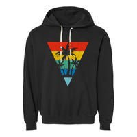 Palm Trees Retro Triangle Sunset Garment-Dyed Fleece Hoodie