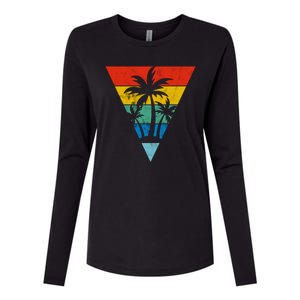 Palm Trees Retro Triangle Sunset Womens Cotton Relaxed Long Sleeve T-Shirt