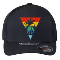 Palm Trees Retro Triangle Sunset Flexfit Unipanel Trucker Cap