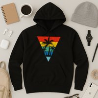 Palm Trees Retro Triangle Sunset Hoodie
