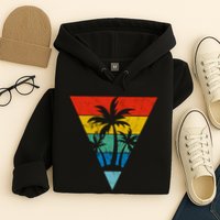 Palm Trees Retro Triangle Sunset Hoodie