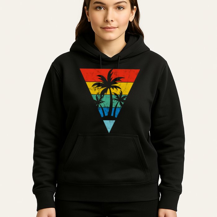 Palm Trees Retro Triangle Sunset Hoodie