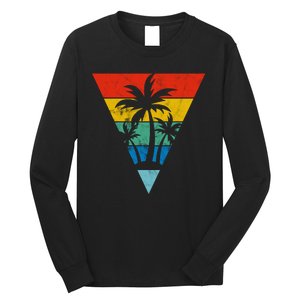 Palm Trees Retro Triangle Sunset Long Sleeve Shirt