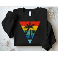 Palm Trees Retro Triangle Sunset Sweatshirt