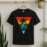 Palm Trees Retro Triangle Sunset T-Shirt