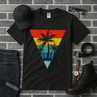 Palm Trees Retro Triangle Sunset Tall T-Shirt