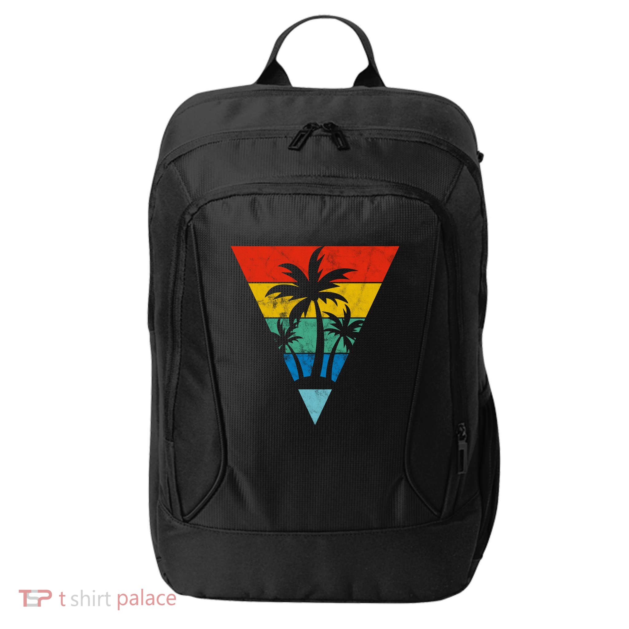 Palm Trees Retro Triangle Sunset City Backpack