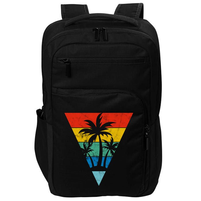 Palm Trees Retro Triangle Sunset Impact Tech Backpack