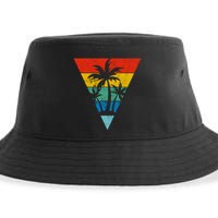 Palm Trees Retro Triangle Sunset Sustainable Bucket Hat