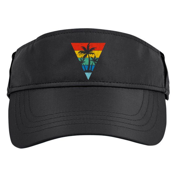 Palm Trees Retro Triangle Sunset Adult Drive Performance Visor