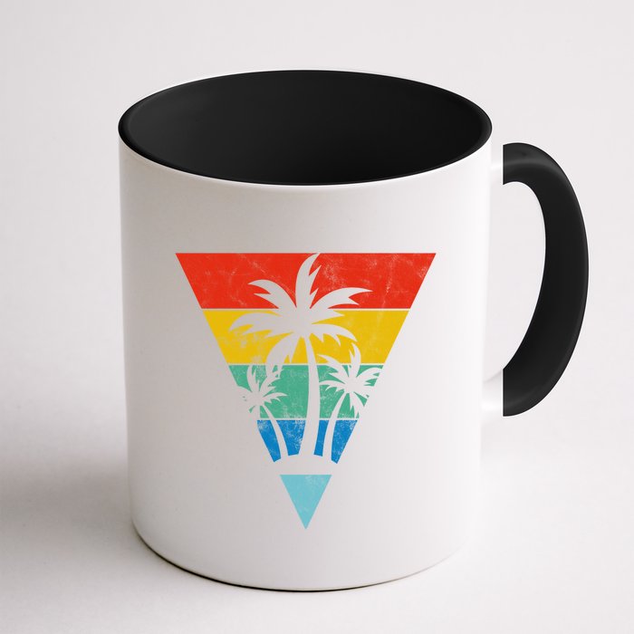 Palm Trees Retro Triangle Sunset Mug