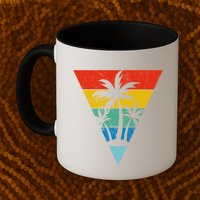 Palm Trees Retro Triangle Sunset Mug