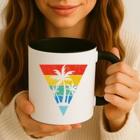 Palm Trees Retro Triangle Sunset Mug
