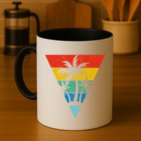 Palm Trees Retro Triangle Sunset Mug